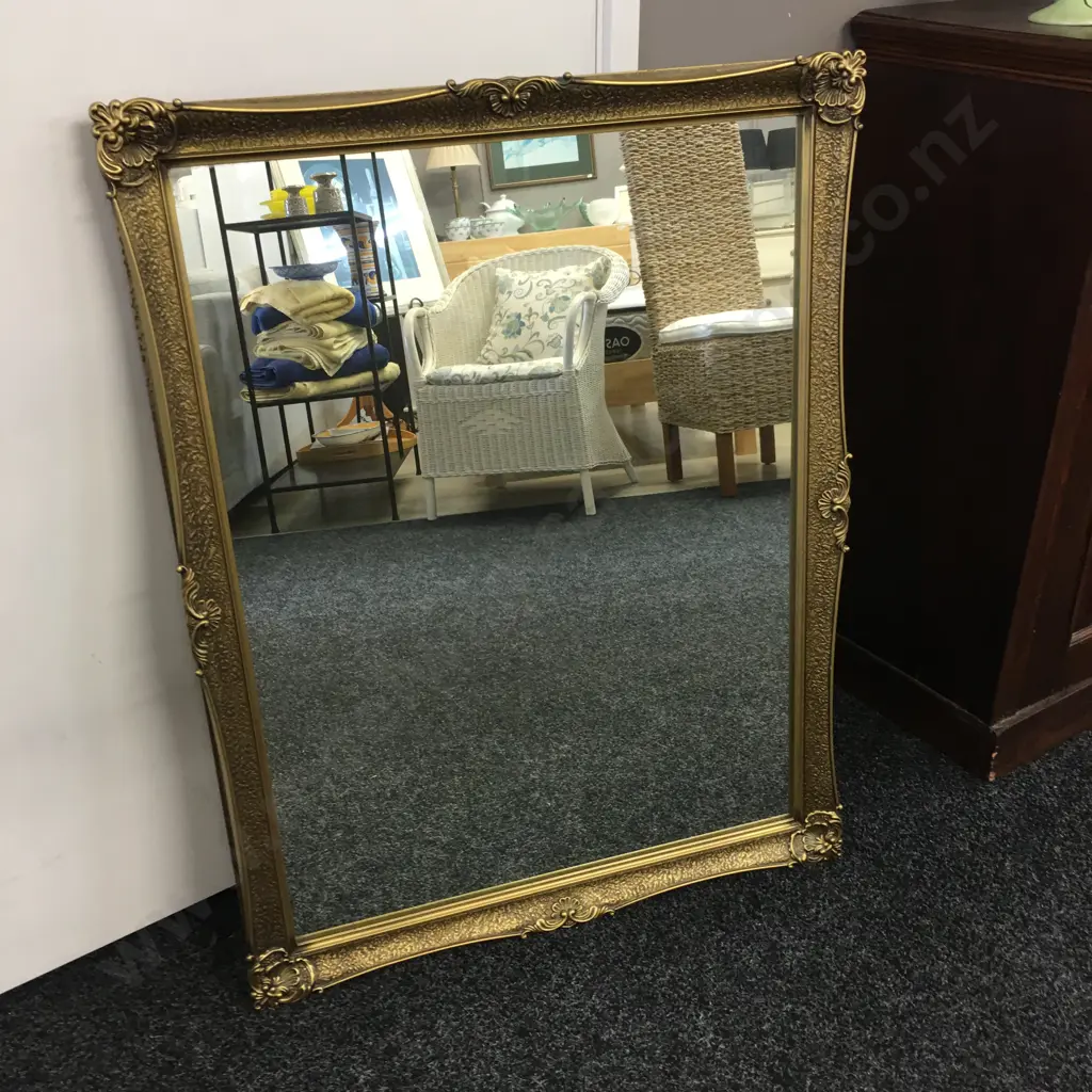 Vintage Rectangular Ornate Gilt Framed Mirror H91,W71cm. Image 1++