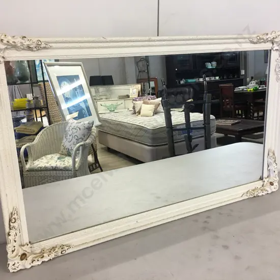 Vintage Cream Rectangular Ornate Gilt Mirror H55,W92cm.