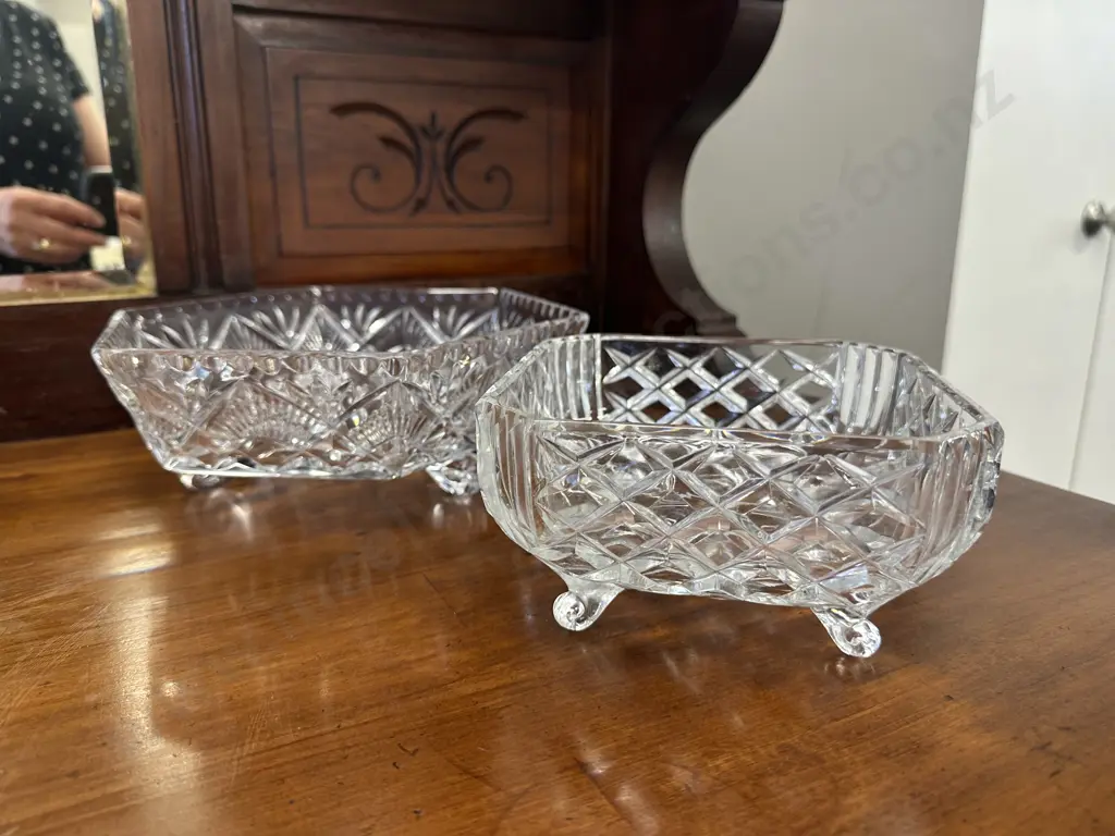 Crystal Footed Bowls x2 Image 1++