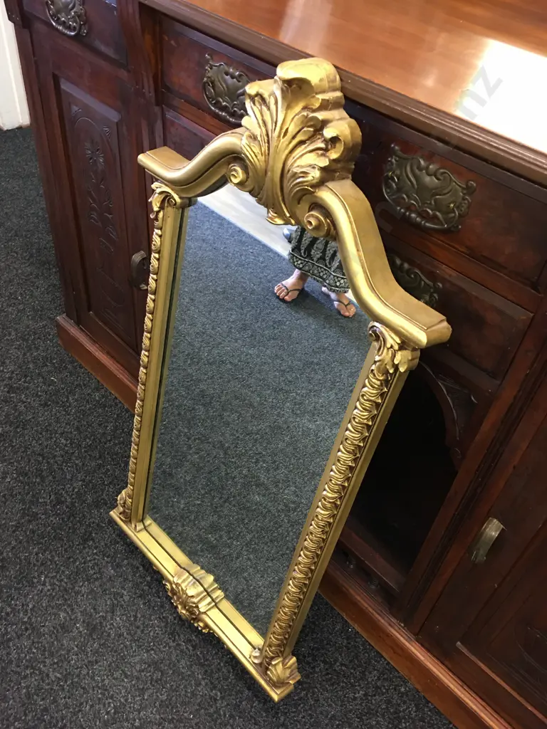 Vintage Ornate Gilt Framed Mirror With Carved Detail H98,W47cm. Image 1++