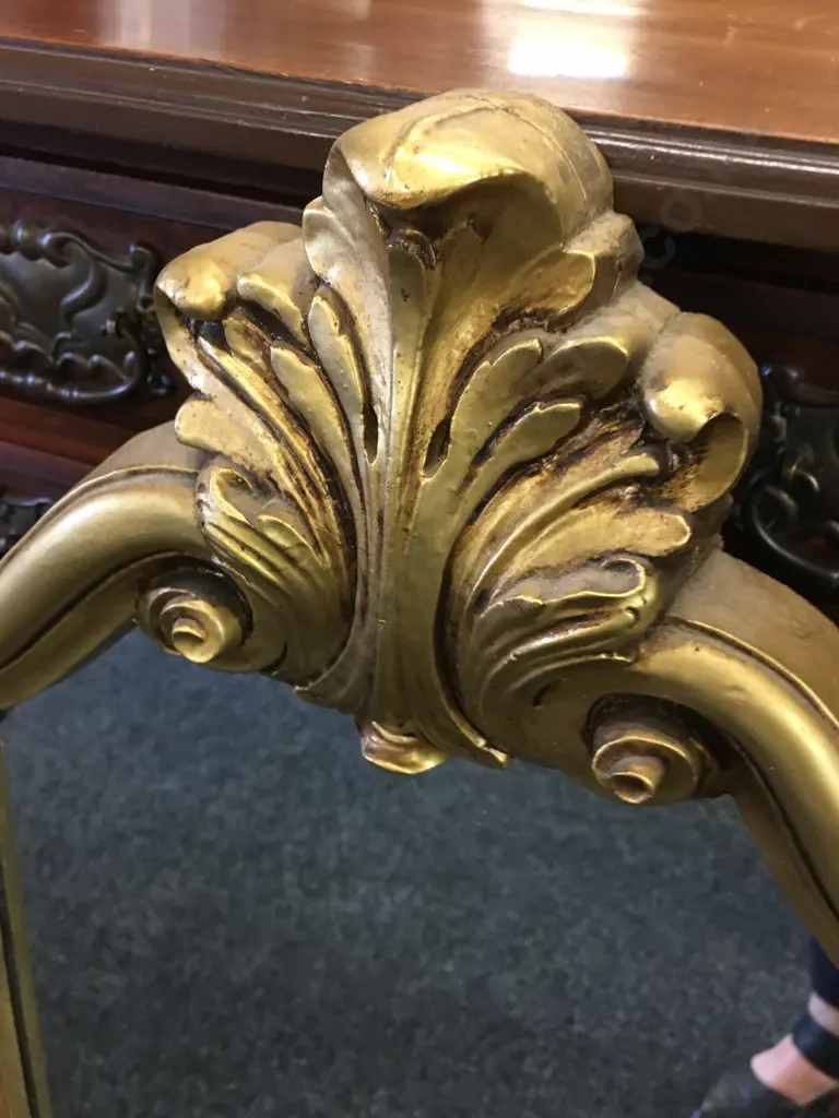 Vintage Ornate Gilt Framed Mirror With Carved Detail H98,W47cm. Image 1++