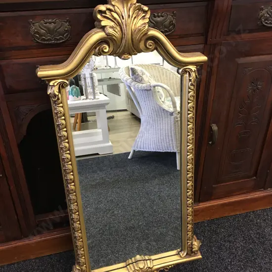 Vintage Ornate Gilt Framed Mirror With Carved Detail H98,W47cm.