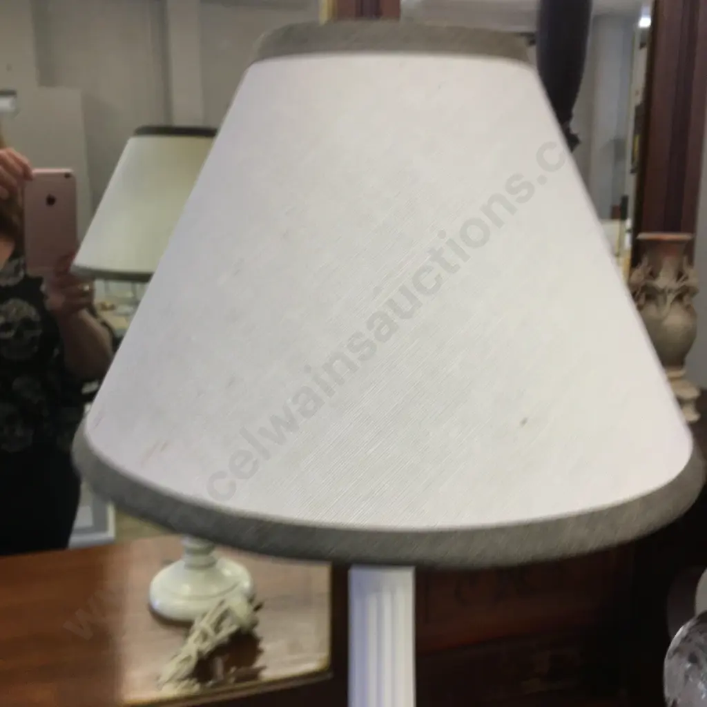 Cream Table Lamp Tall Pillar Base With Cream Shade H57cm. Image 1++