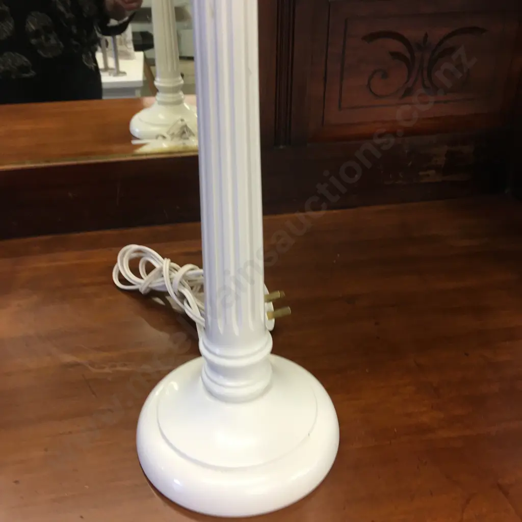 Cream Table Lamp Tall Pillar Base With Cream Shade H57cm. Image 1++