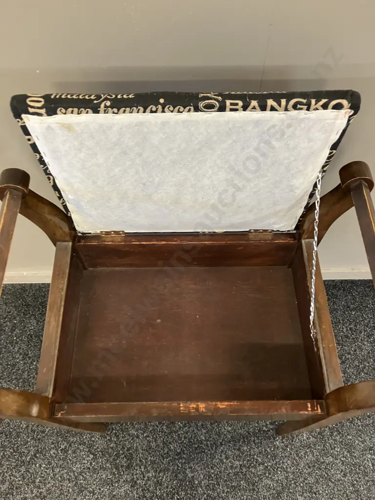 Piano Stool With Upholstered Hinged Seat & Music Storage. 70 x 62cm Image 1++