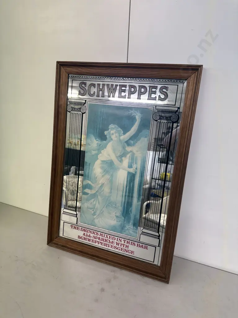 Framed Vintage Schweppes Nostalgic Mirror Picture H80,W55cm. Image 1++