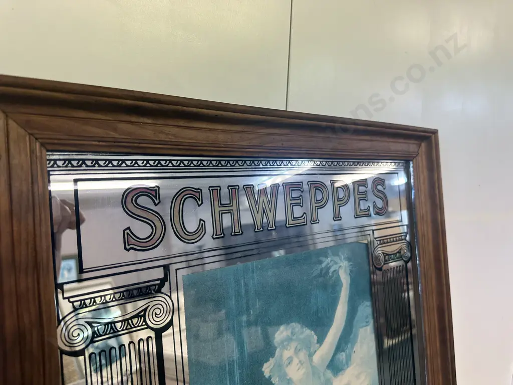 Framed Vintage Schweppes Nostalgic Mirror Picture H80,W55cm. Image 1++