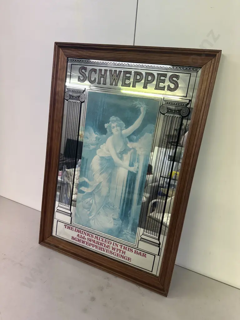 Framed Vintage Schweppes Nostalgic Mirror Picture H80,W55cm. Image 1++
