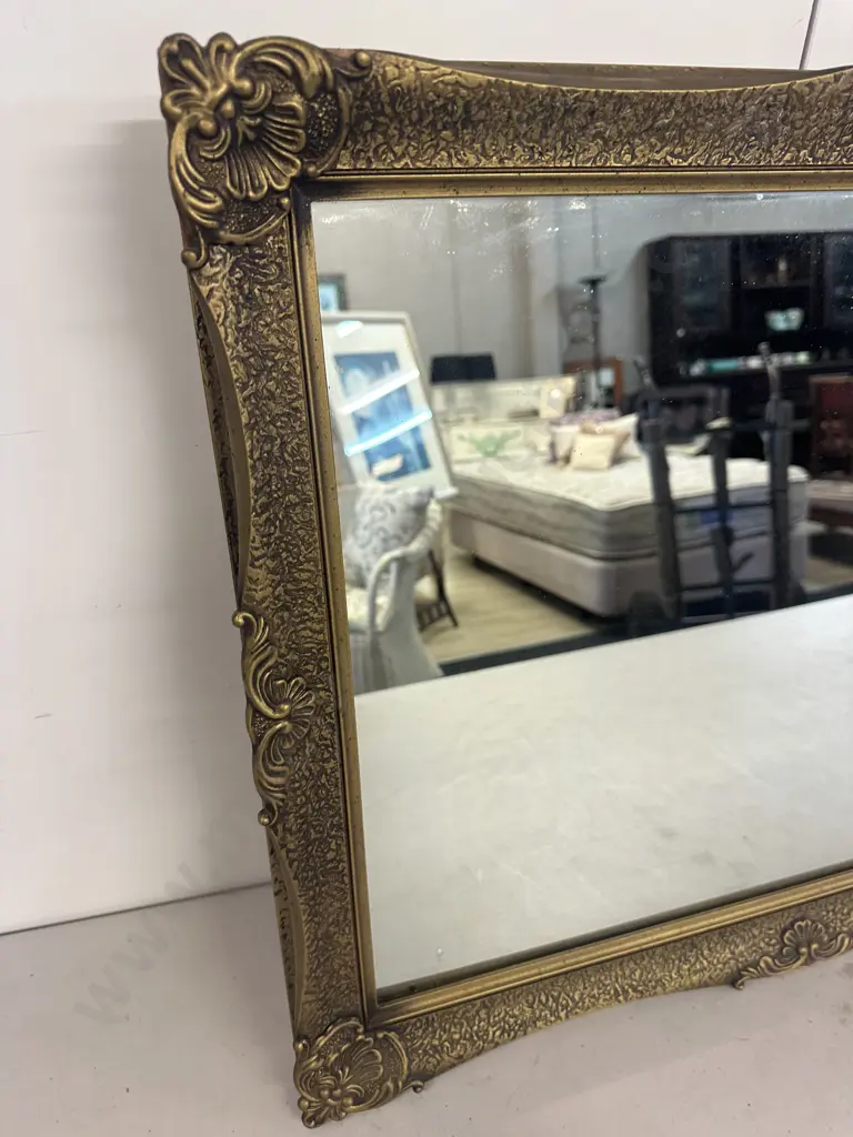 Rectangular Ornate Gilt Framed Mirror H55,W70cm. Image 1++