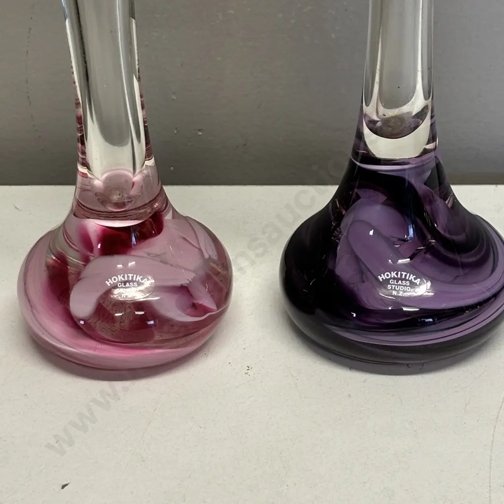 Two Hokitika Art Glass Vases H25cm and H22cm Image 1++