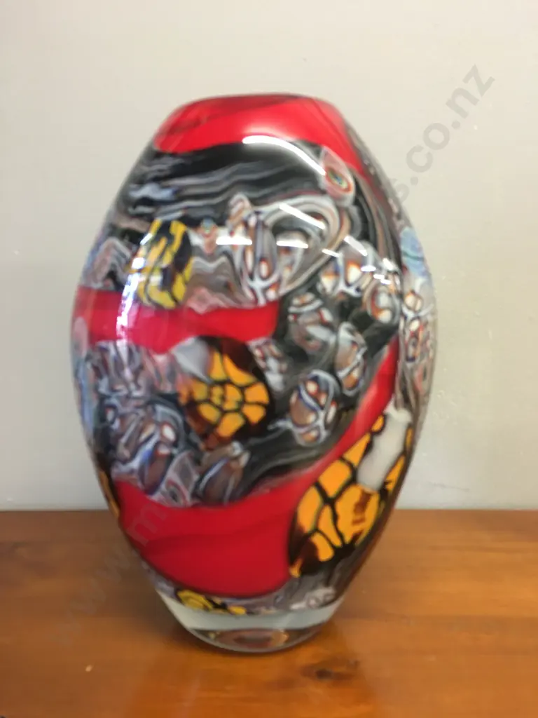 Stunning Murano Look Art Glass Vase - Red & Multi Coloured. H27cm Image 1++