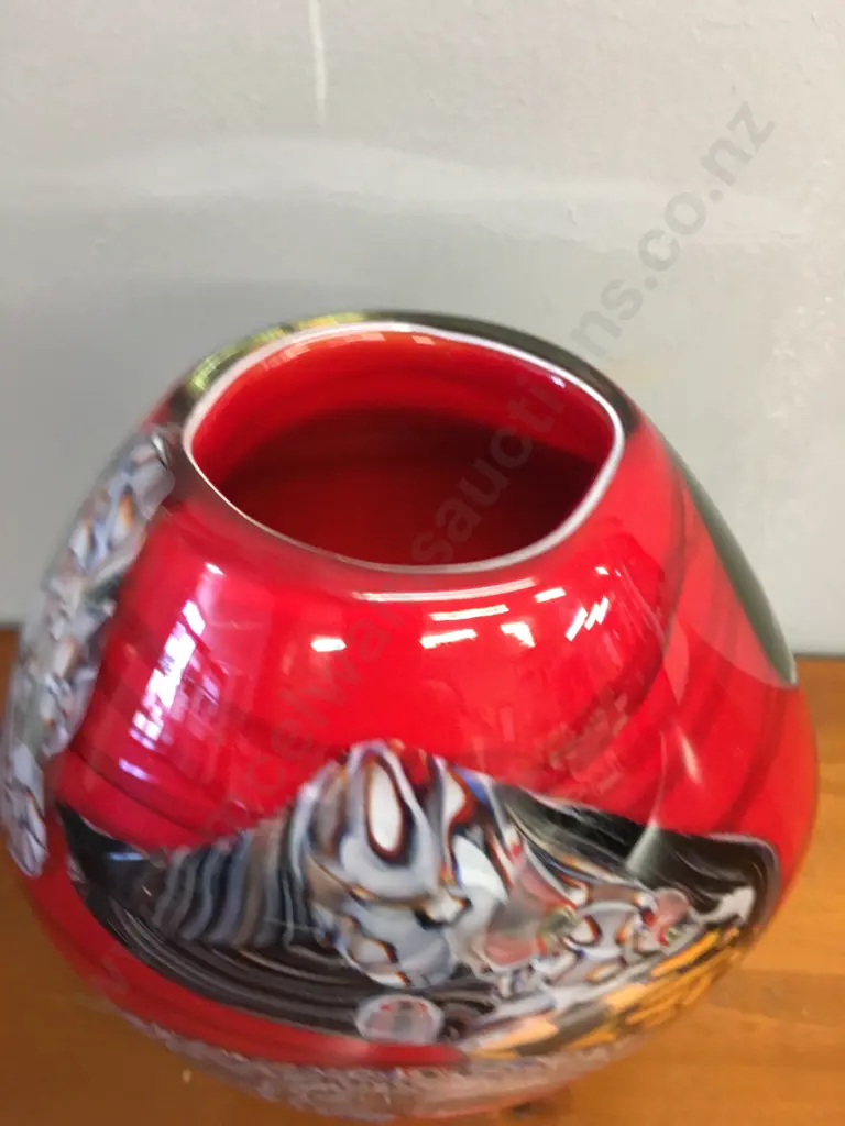 Stunning Murano Look Art Glass Vase - Red & Multi Coloured. H27cm Image 1++