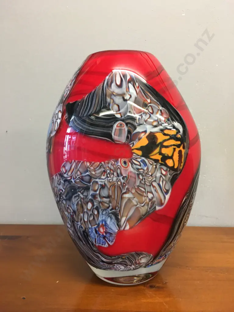 Stunning Murano Look Art Glass Vase - Red & Multi Coloured. H27cm Image 1++