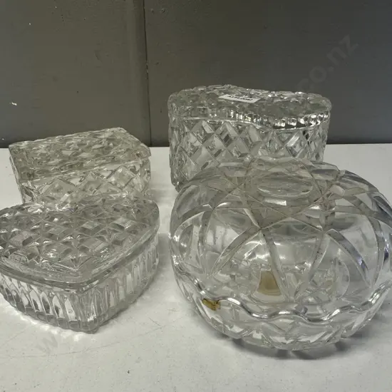 Crystal Lidded Trinket Dishes 