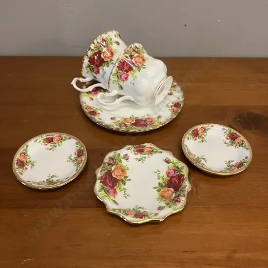 Royal Albert Old Country Roses (England) Pin & Trinket Dishes, Pair of Cups With Tea / Side Plates