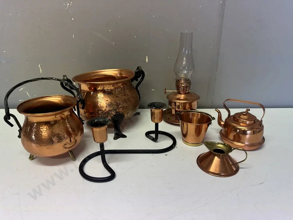 Selection of Vintage Copper Items Including Lantern, Candleholder Etc Image 1++