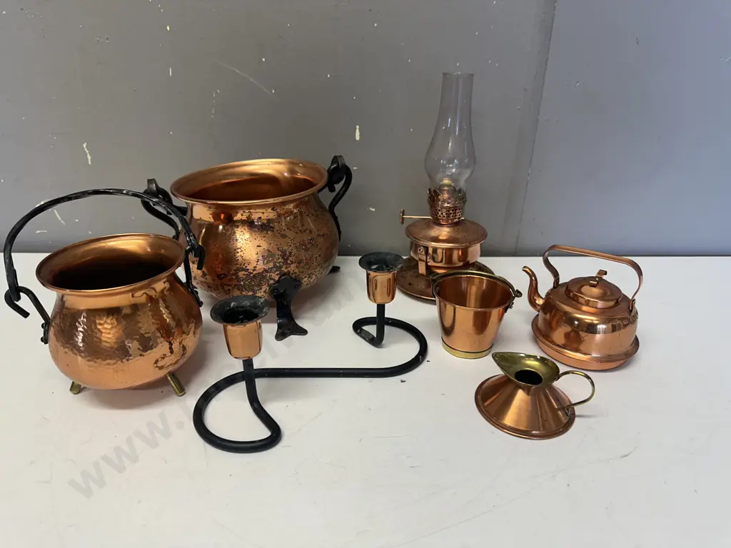 Selection of Vintage Copper Items Including Lantern, Candleholder Etc Image 1++