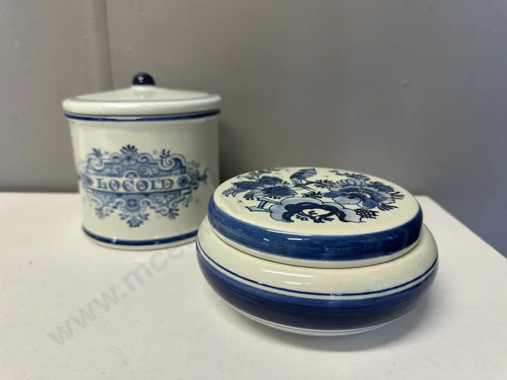 Vintage Delft Ware, Blue Lidded Storage Jar, Lidded Dish Image 1++