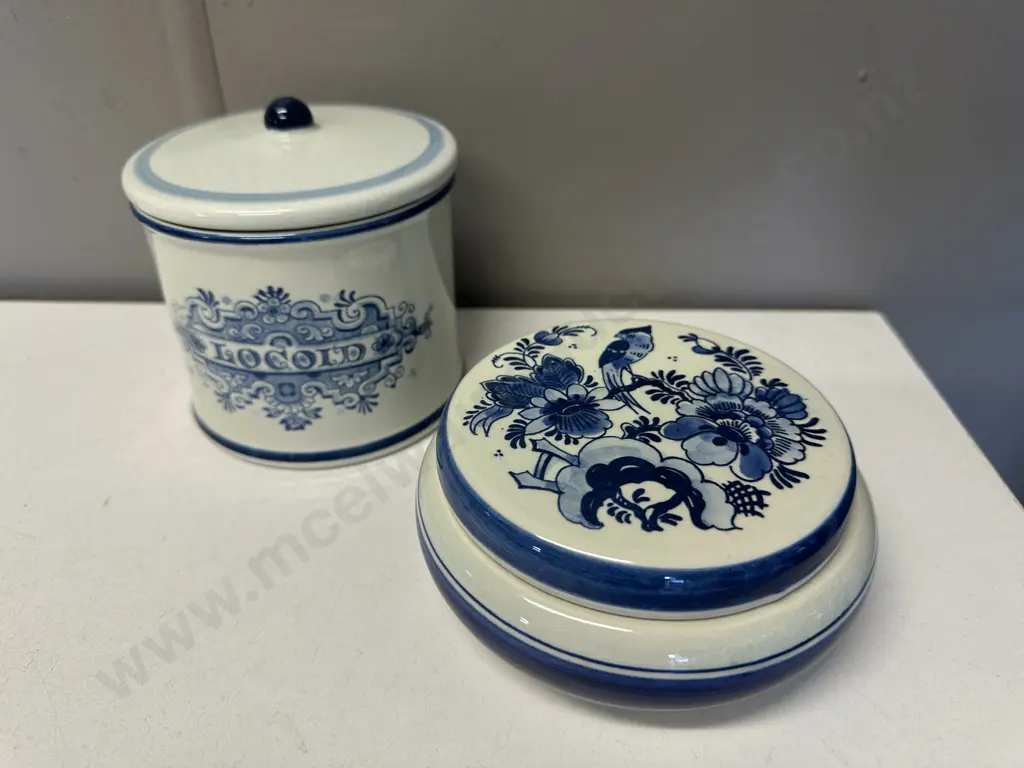 Vintage Delft Ware, Blue Lidded Storage Jar, Lidded Dish Image 1++