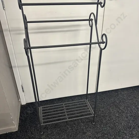 Black Free Standing Metal Towel Rail H106,W52cm.