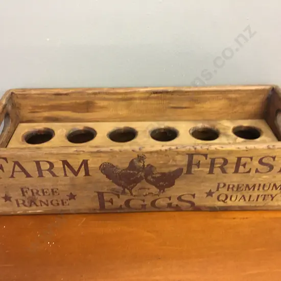 Vintage Wooden Egg Storage Box H16,W37,D14cm.