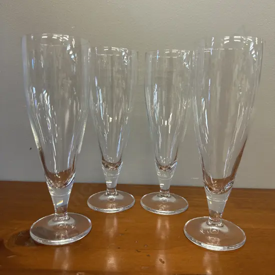 Set of Four Stolzle Beer Glasses. H22cm