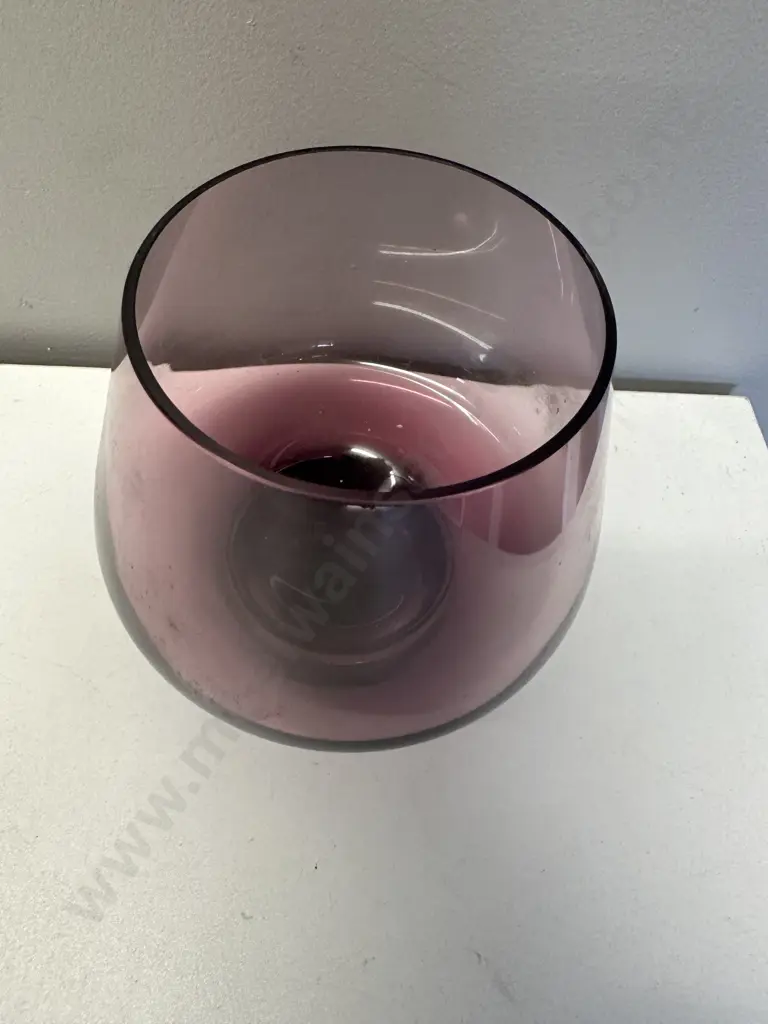 Vintage Caithness? Amethyst Clear Footed Bowl. H13.5cm Image 1++
