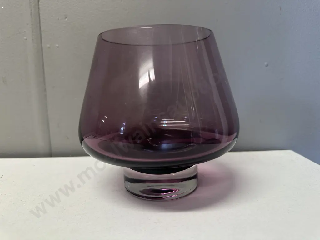 Vintage Caithness? Amethyst Clear Footed Bowl. H13.5cm Image 1++