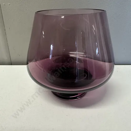 Vintage Caithness? Amethyst Clear Footed Bowl. H13.5cm
