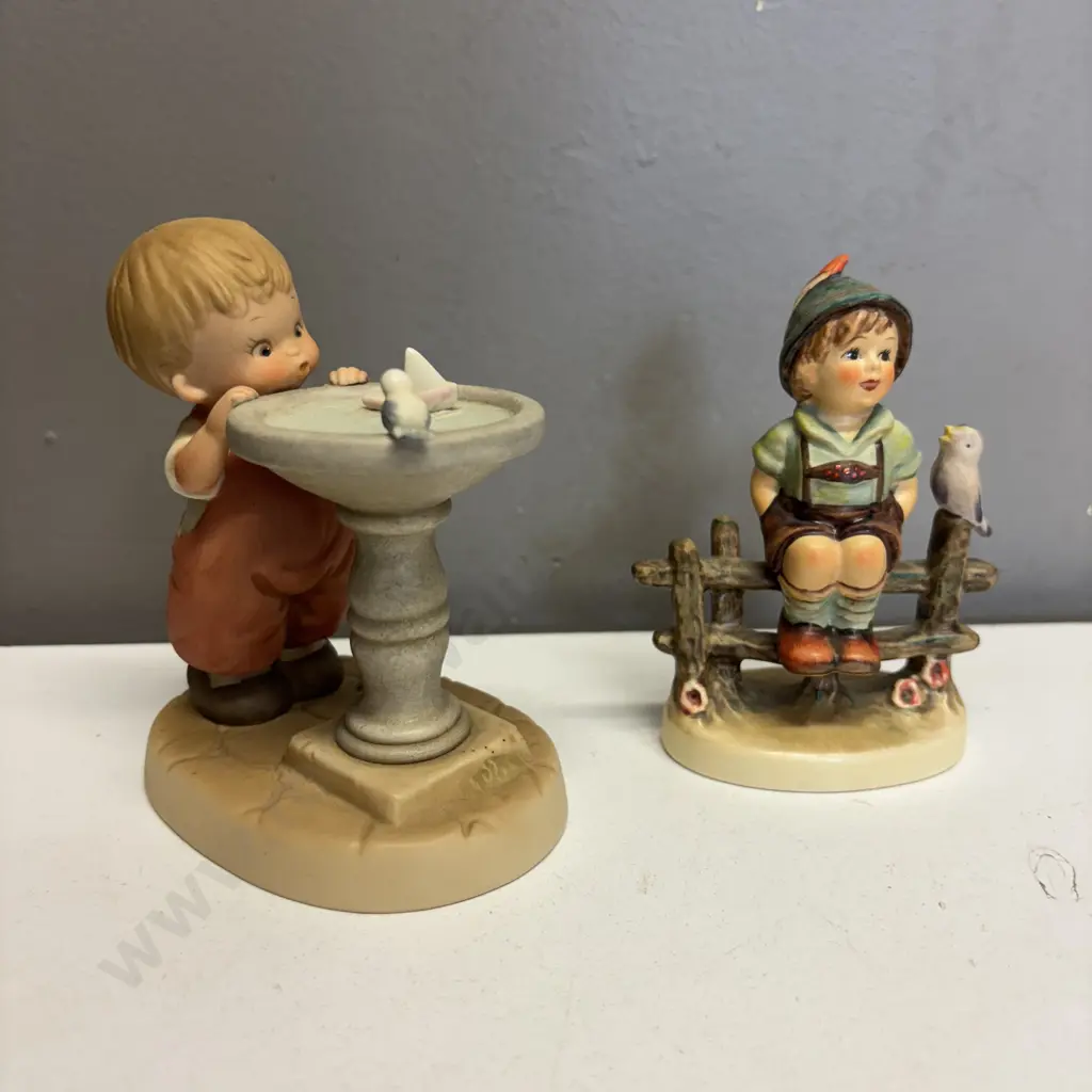 Goebel Figurine of Boy on Fence with Memories of Yesterday "Blow Wind Blow" Lucie Attwell Figurine Image 1++