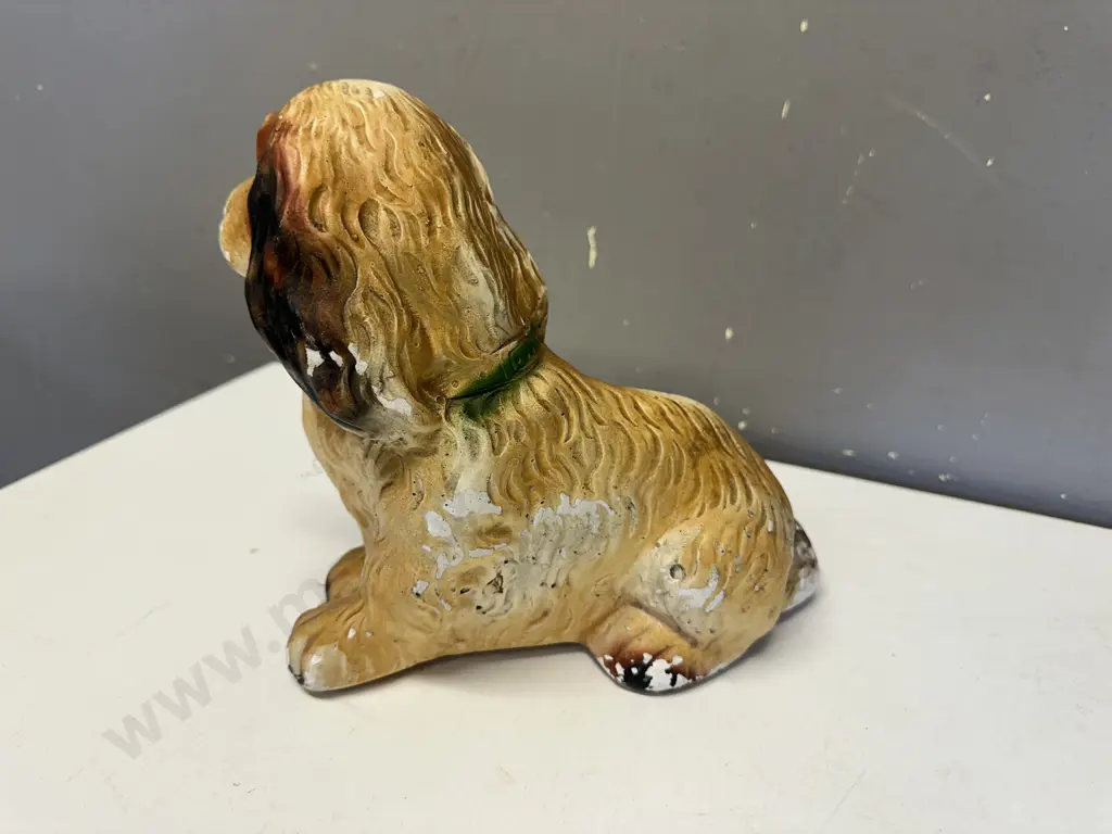 Antique Chalkware Sitting Dog Figurine. 20 x 21cm Image 1++