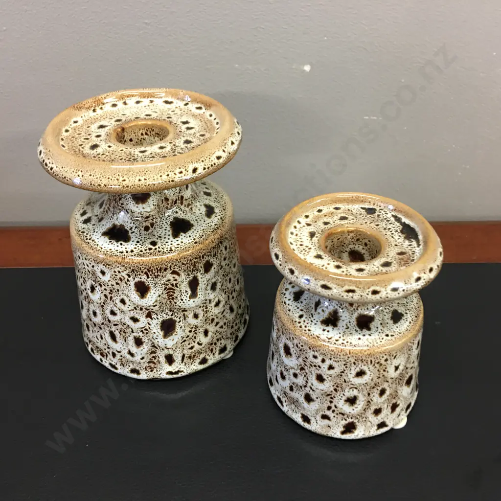 Danish Home & Interior Pottery Candle Stick Holders H9.5cm, & H12cm. Image 1++