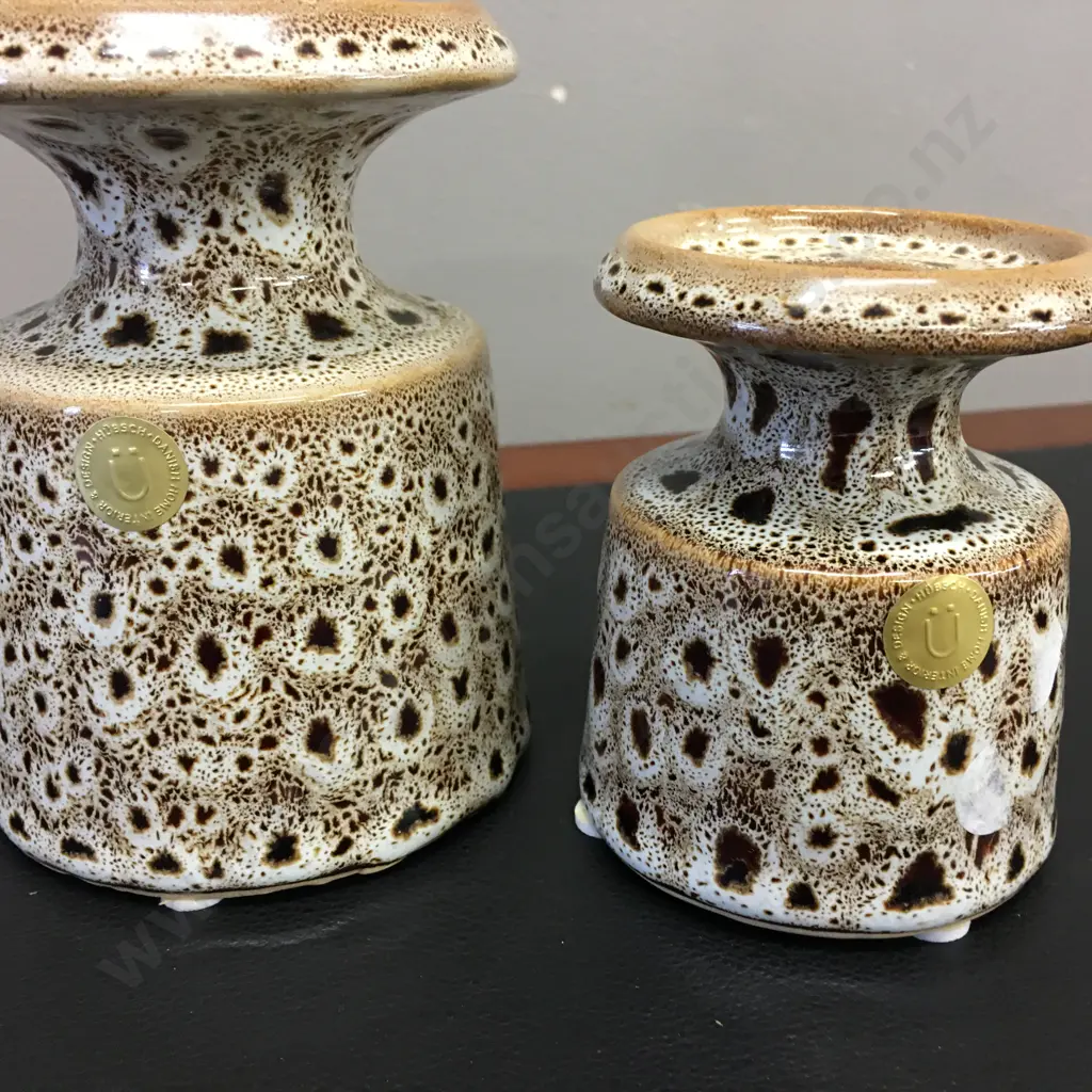 Danish Home & Interior Pottery Candle Stick Holders H9.5cm, & H12cm. Image 1++