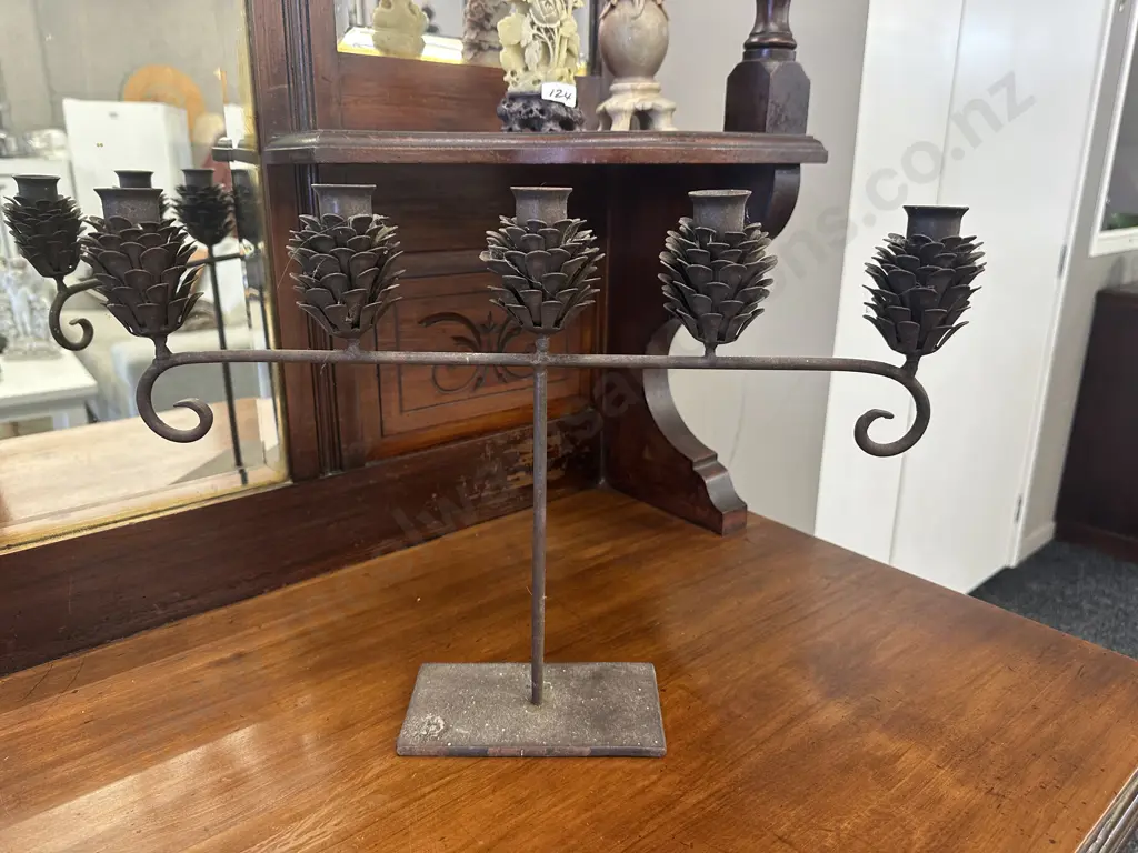 Five Pine Cone Detailed Candle Holder H30,W30cm. Image 1++