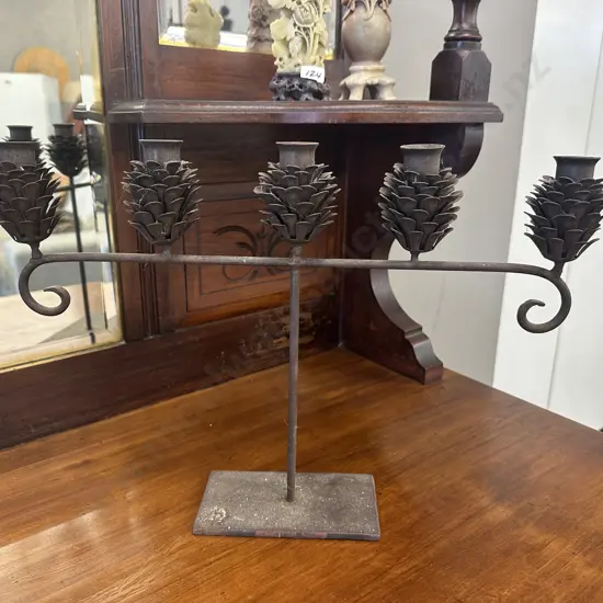Five Pine Cone Detailed Candle Holder H30,W30cm.