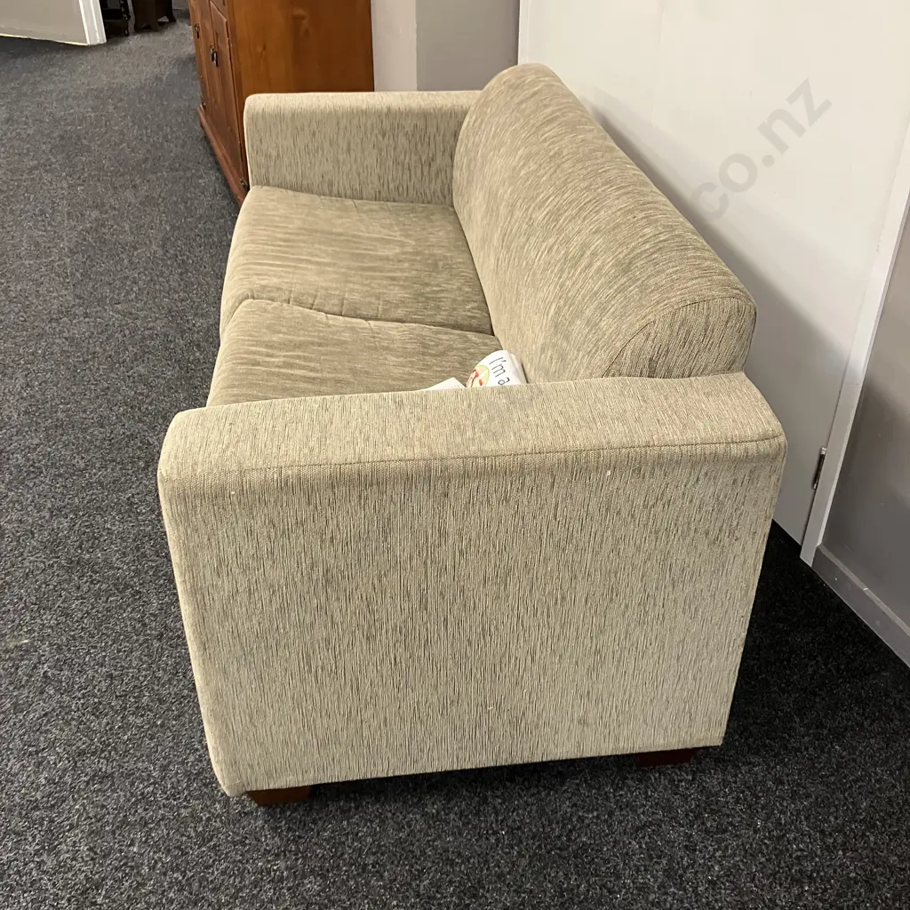 Dunlop Living Sofa Bed, Mushroom Colour Fabric. H77 W180 D79cm Image 1++