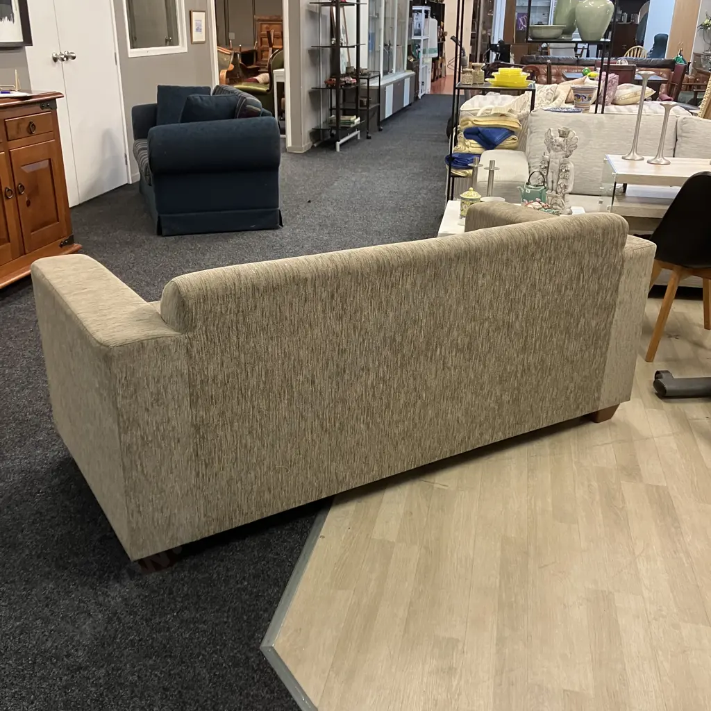 Dunlop Living Sofa Bed, Mushroom Colour Fabric. H77 W180 D79cm Image 1++