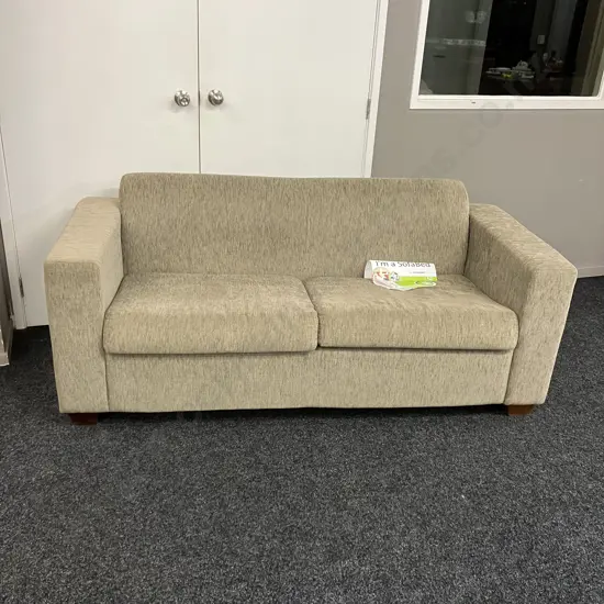 Dunlop Living Sofa Bed, Mushroom Colour Fabric. H77 W180 D79cm