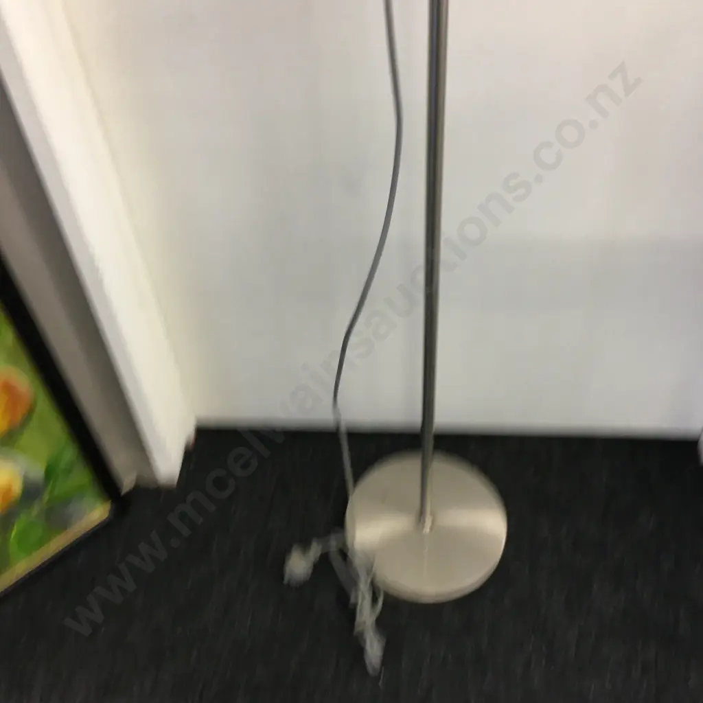 Modern Chrome Mother & Child Floor Lamp With White Shades Image 1++