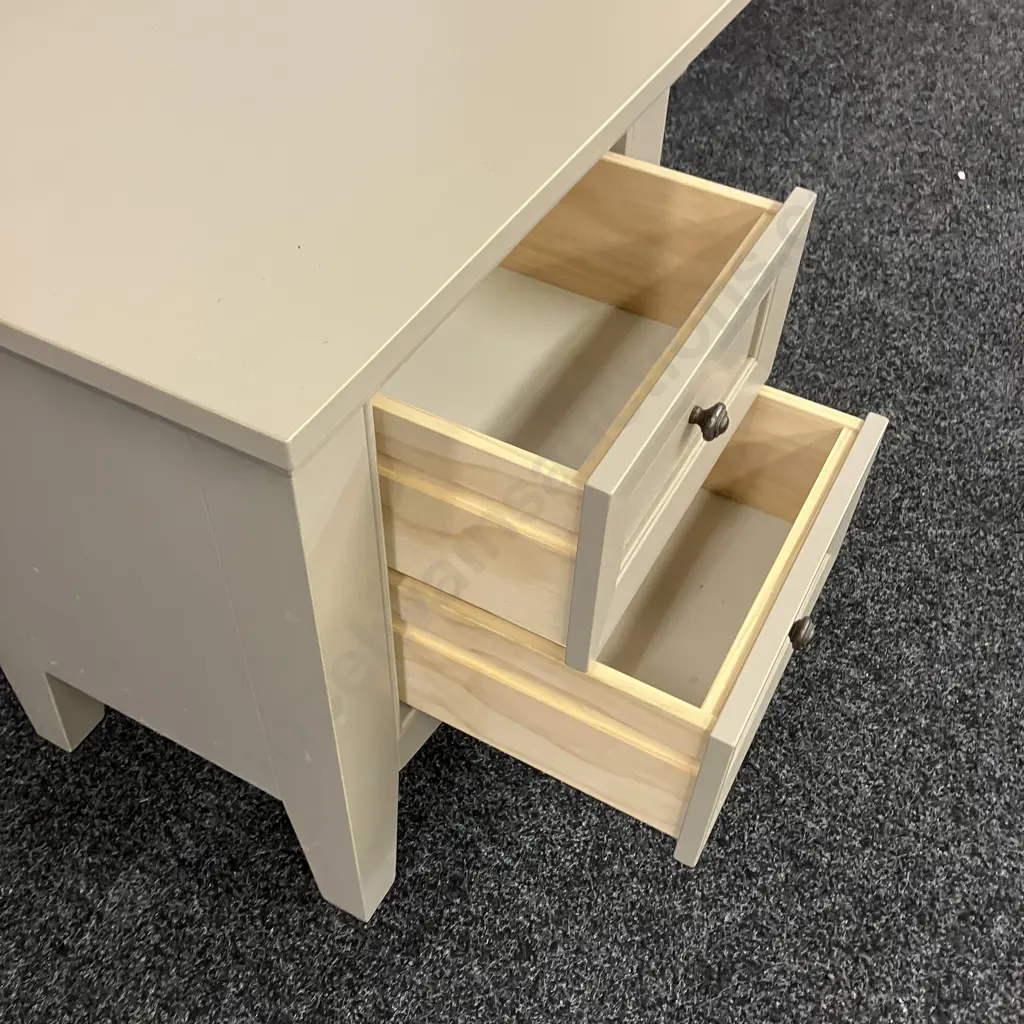 Mushroom Colour 2 Drawer Bedside Cabinet. H63 W58 D43cm Image 1++