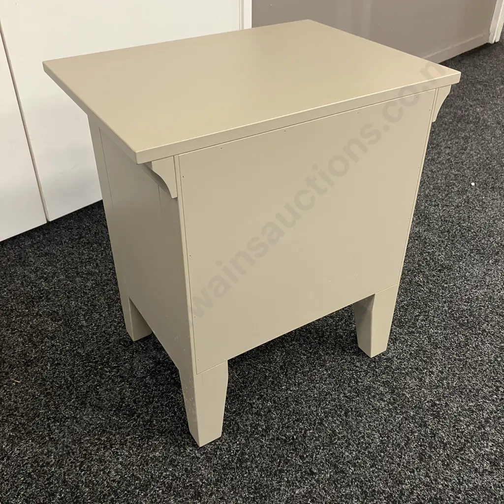 Mushroom Colour 2 Drawer Bedside Cabinet. H63 W58 D43cm Image 1++