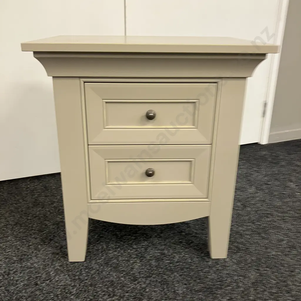 Mushroom Colour 2 Drawer Bedside Cabinet. H63 W58 D43cm Image 1++