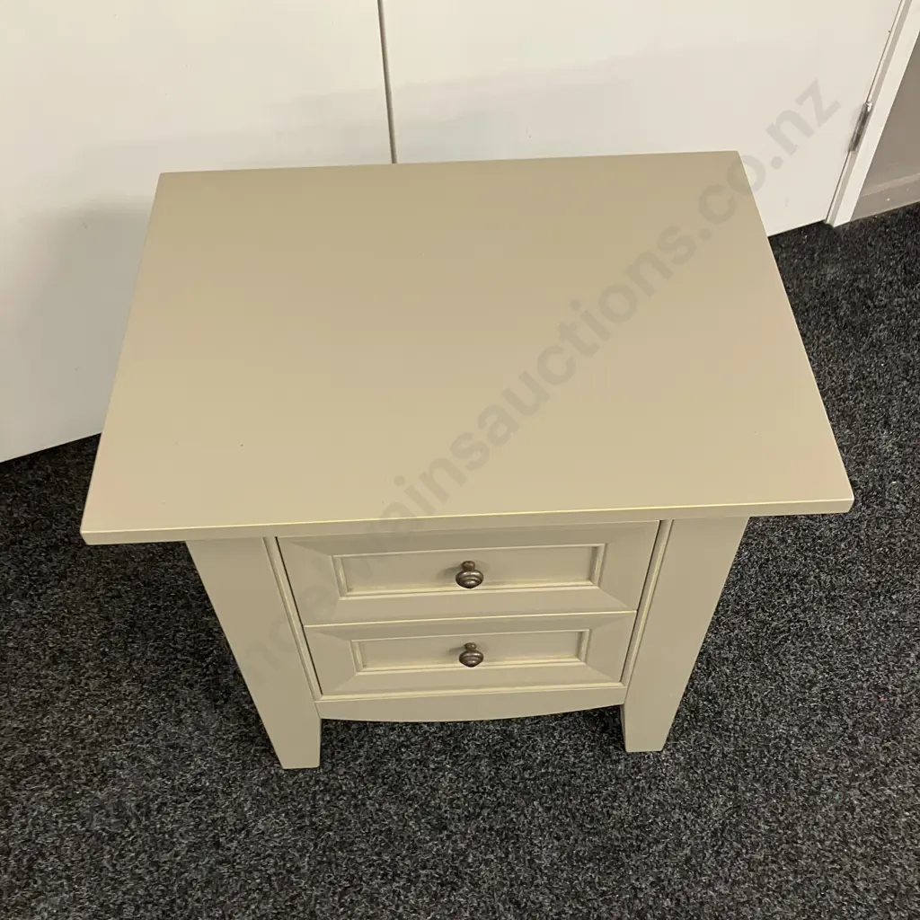 Mushroom Colour 2 Drawer Bedside Cabinet. H63 W58 D43cm Image 1++