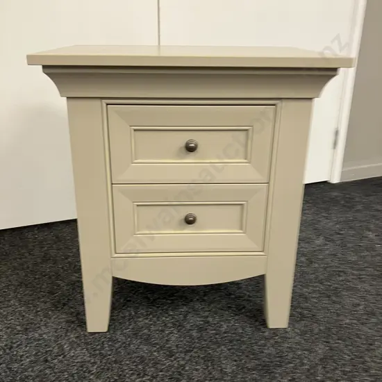 Mushroom Colour 2 Drawer Bedside Cabinet. H63 W58 D43cm