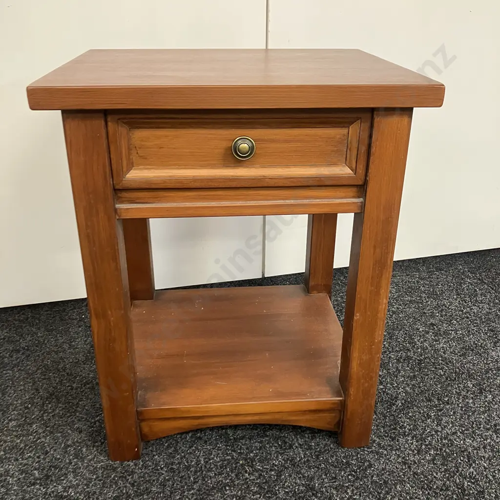 Wooden Single Drawer Bedside Cabinet. H63 W52 D42.5cm Image 1++