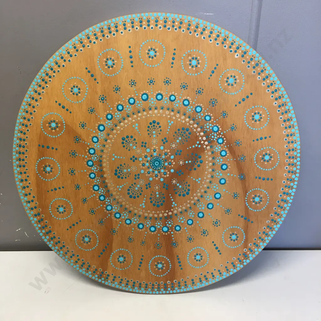 Turqouise Tones Circular Wall Art. 55cm Image 1++