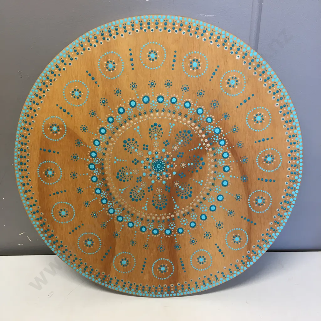Turqouise Tones Circular Wall Art. 55cm Image 1++