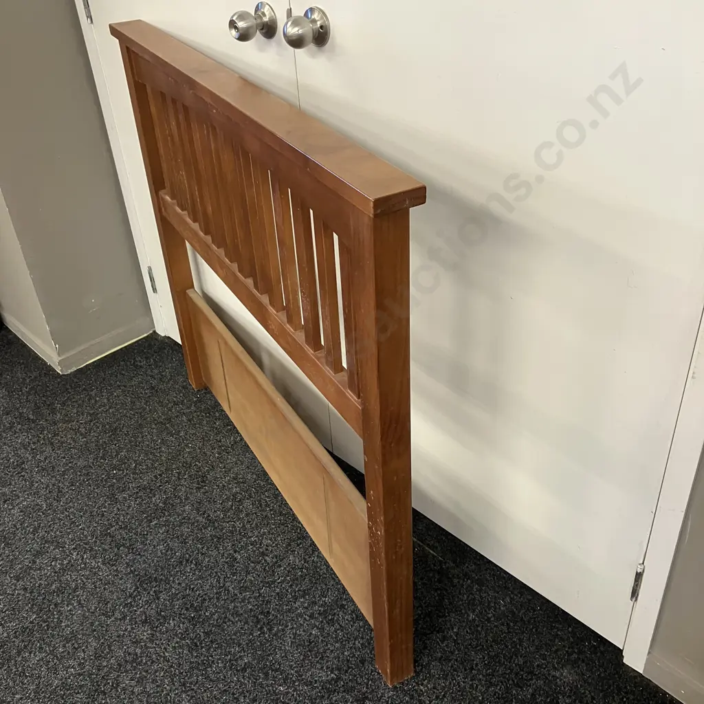 Wooden Slat Headboard - King Single Size 100 x 114, Dark Rimu Stain Image 1++