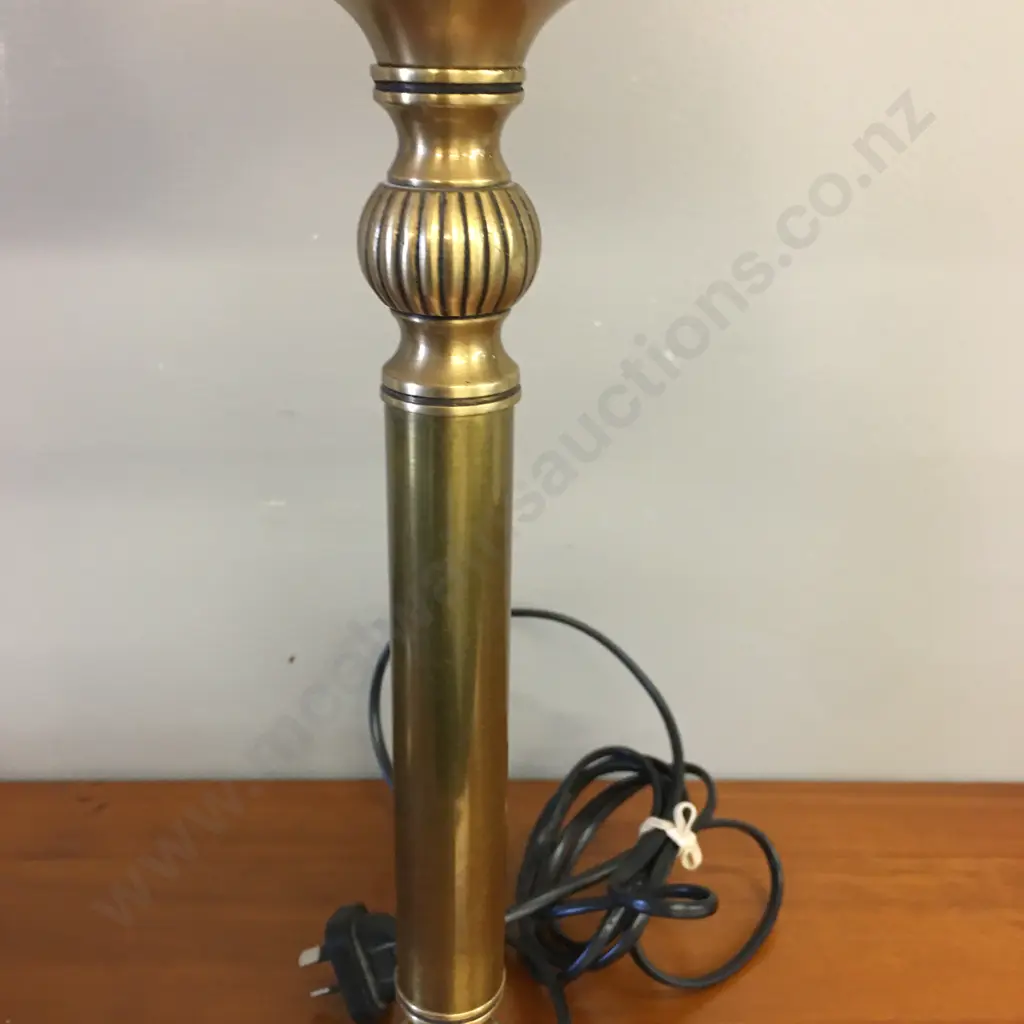 Pair of Laura Ashley Table Lamps, Brass Base With Cream Pleated Shades. H58cm Image 1++