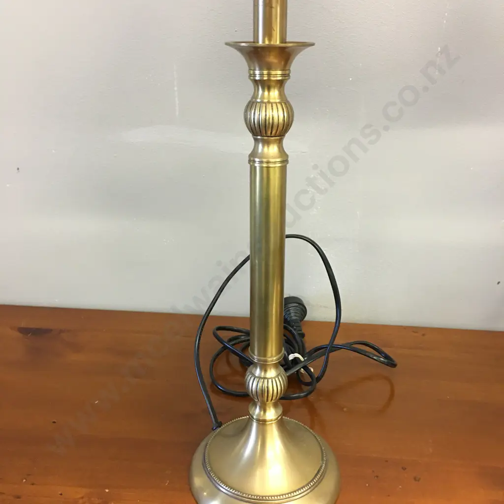 Pair of Laura Ashley Table Lamps, Brass Base With Cream Pleated Shades. H58cm Image 1++